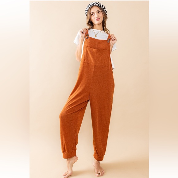 11 Solid Adjustable Strap Sweater Overall Jumpsuit - Picture 5 of 8